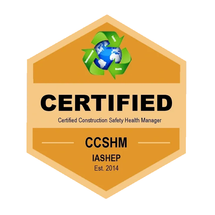 Certified Construction Safety Health Manager badge.